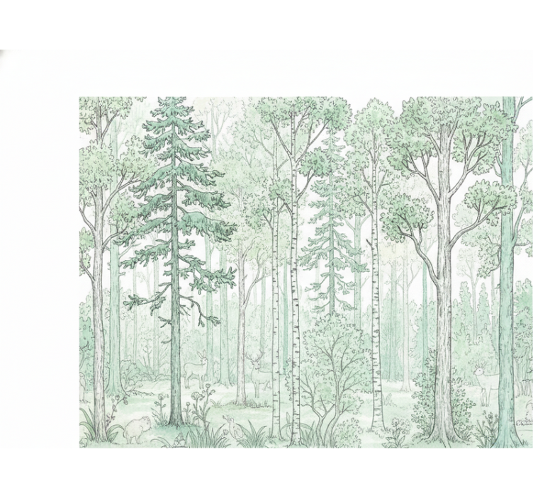 Forest wall mural mint woodland design - TenStickers