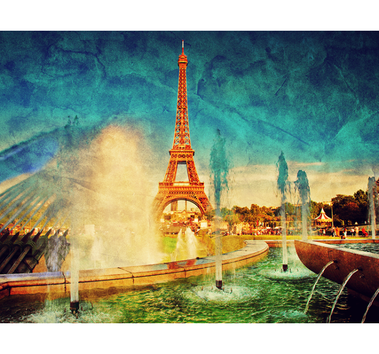 Eiffel tower views paris wall mural - TenStickers