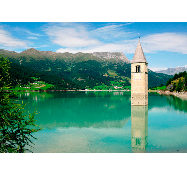 Curon Venosta landscape lake wall mural - TenStickers