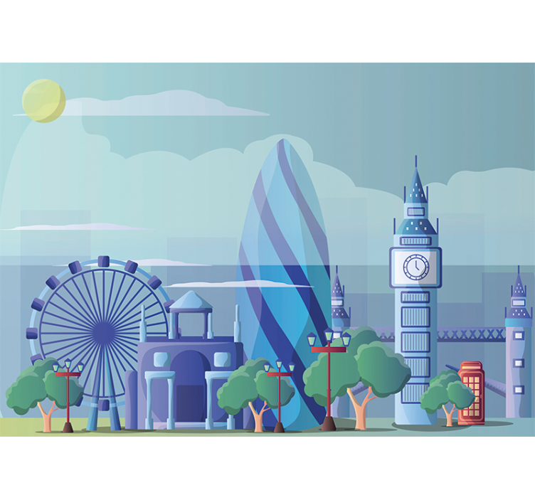 London blue children's bedroom wall mural - TenStickers
