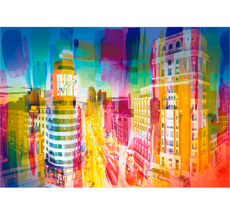 Colorful Gran Via Madrid City wall mural - TenStickers