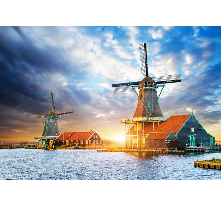 Landscape with windmills wall mural - TenStickers