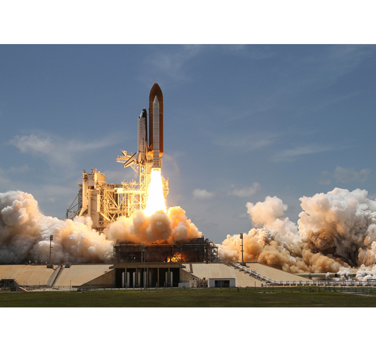 Rocket taking off landscape wall mural - TenStickers