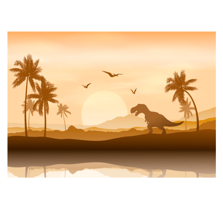 Dinosaur sunset landscape kids wall mural - TenStickers