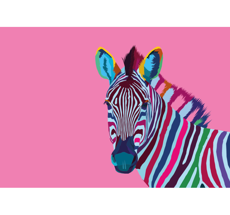 Animal wall mural colorful zebra portrait - TenStickers