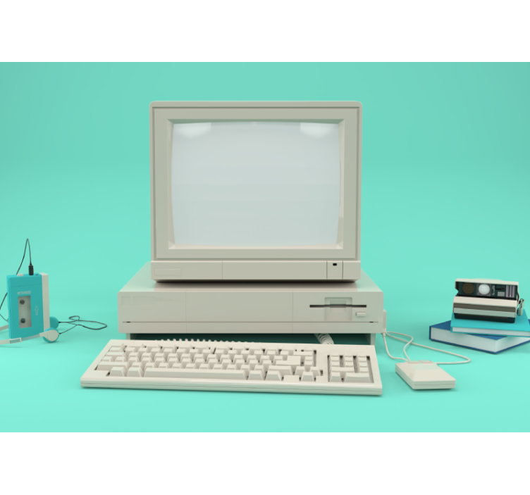 Vintage Computer Setup vehicle wall mural - TenStickers