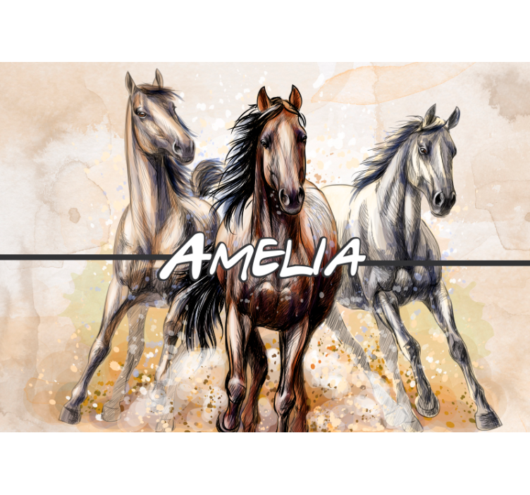 Three illustrated horses wall mural - TenStickers