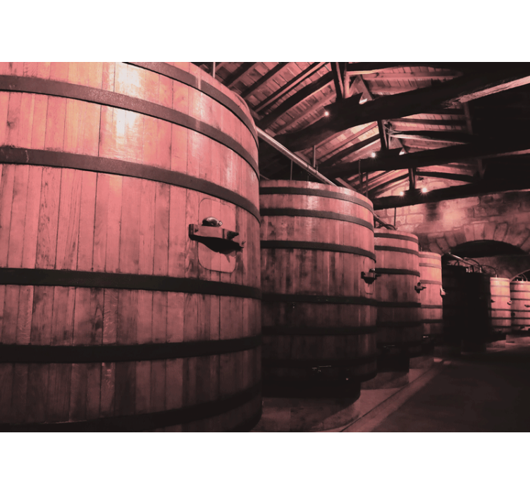 Stone wall mural wooden barrel storage - TenStickers