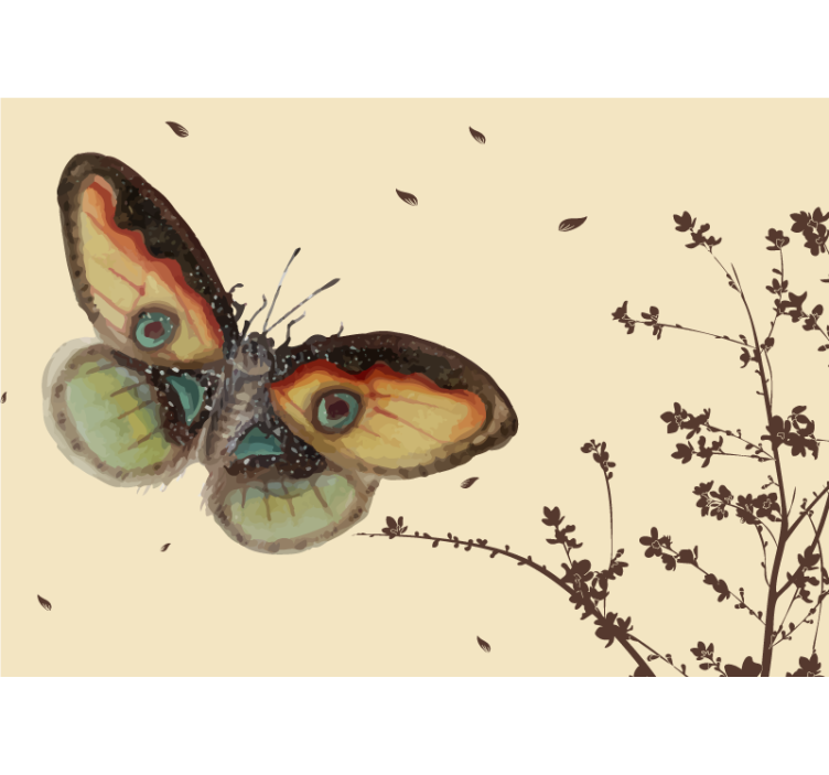 Vintage beautiful butterfly vintage wall mural - TenStickers