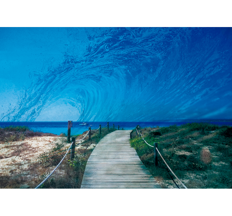Ocean Wave Pathway sea animals wall mural - TenStickers