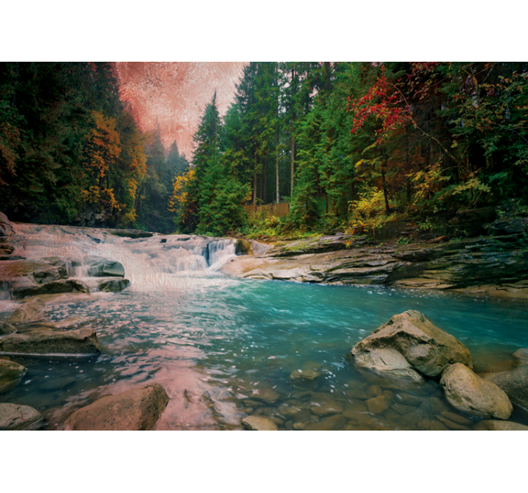 Flowing Mountain Stream nature wall mural - TenStickers