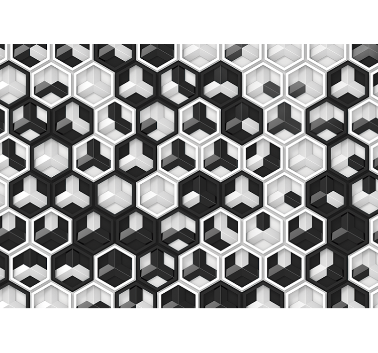 3D black and white geometry 3D Wall Mural - TenStickers