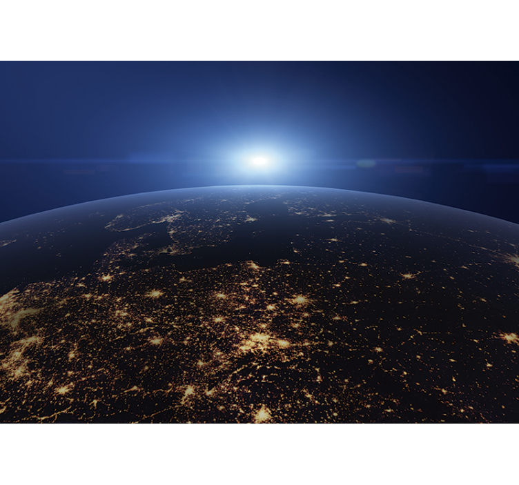 World map wall mural earth's night view - TenStickers