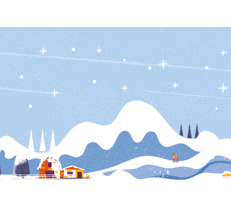 Drawn snowy mountain  kids wall mural - TenStickers