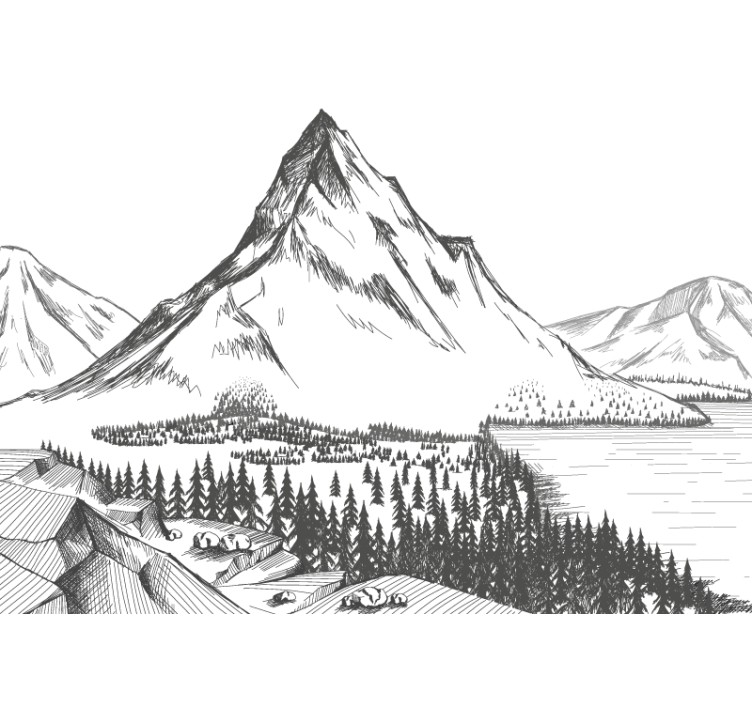 Mountain wall mural grand mountain landscape - TenStickers