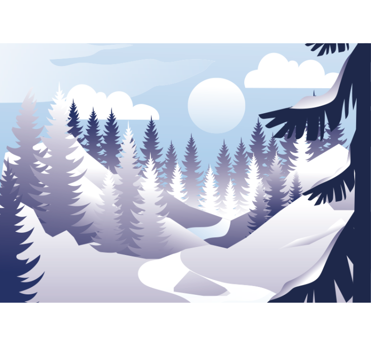 Winter Forest Scene landscape wall mural - TenStickers