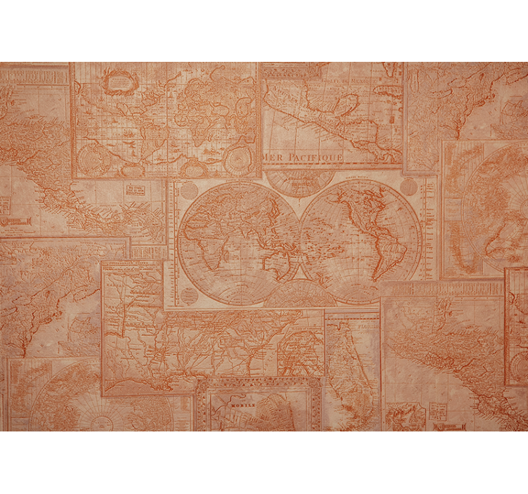 Vintage world maps world map wall mural - TenStickers