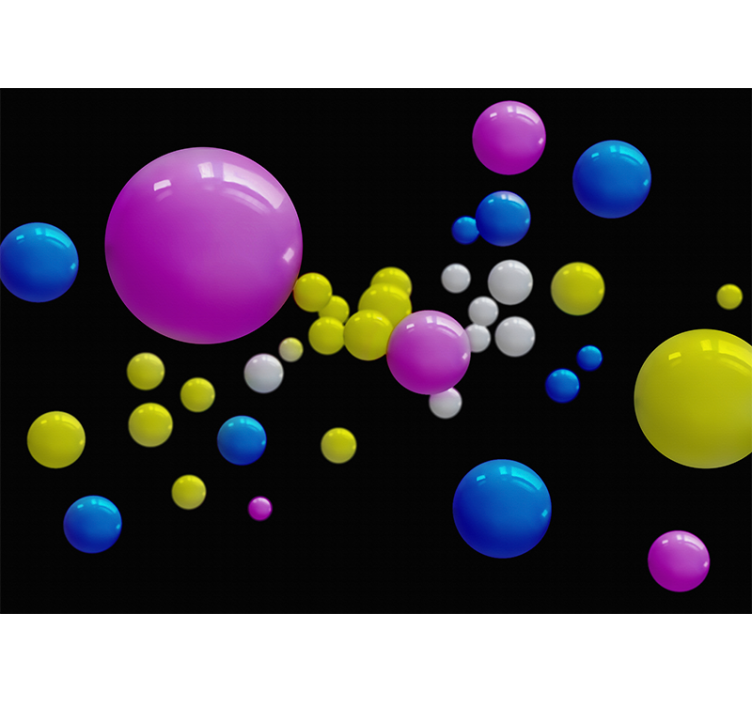 Abstract wall mural of floating colorful spheres - TenStickers