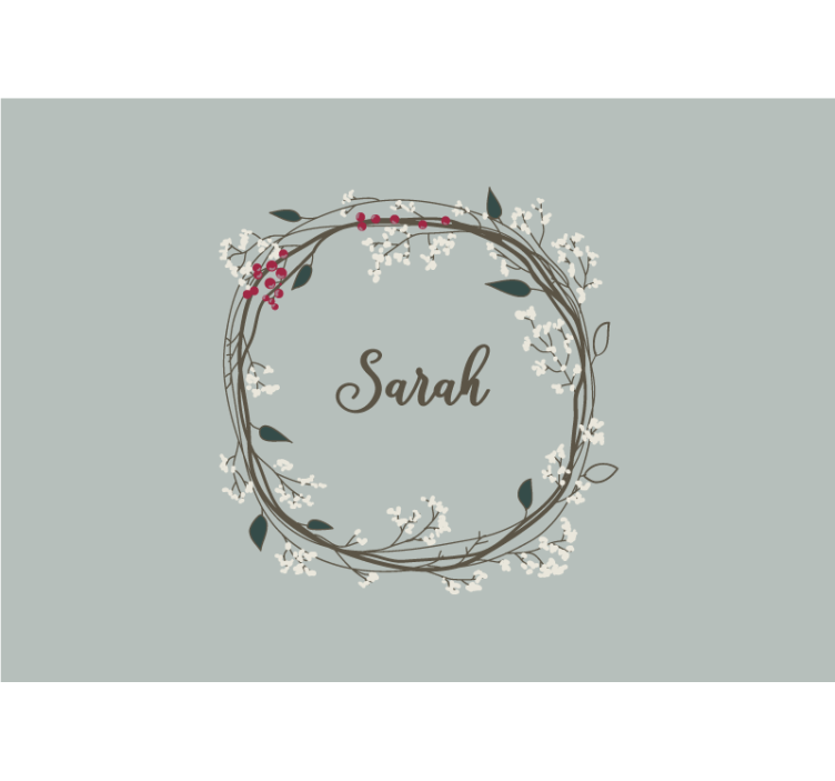 Flower wreath with name  custom wall mural - TenStickers