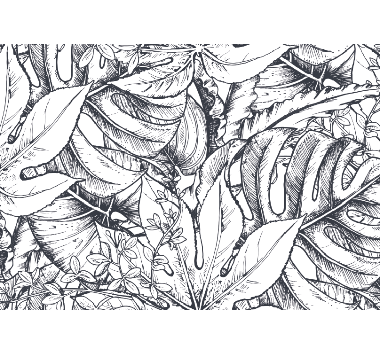 Jungle Black and White nature wall mural - TenStickers