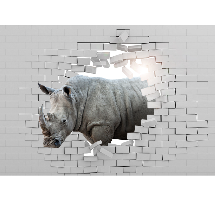 Rhino Breaking Through animal wall mural - TenStickers