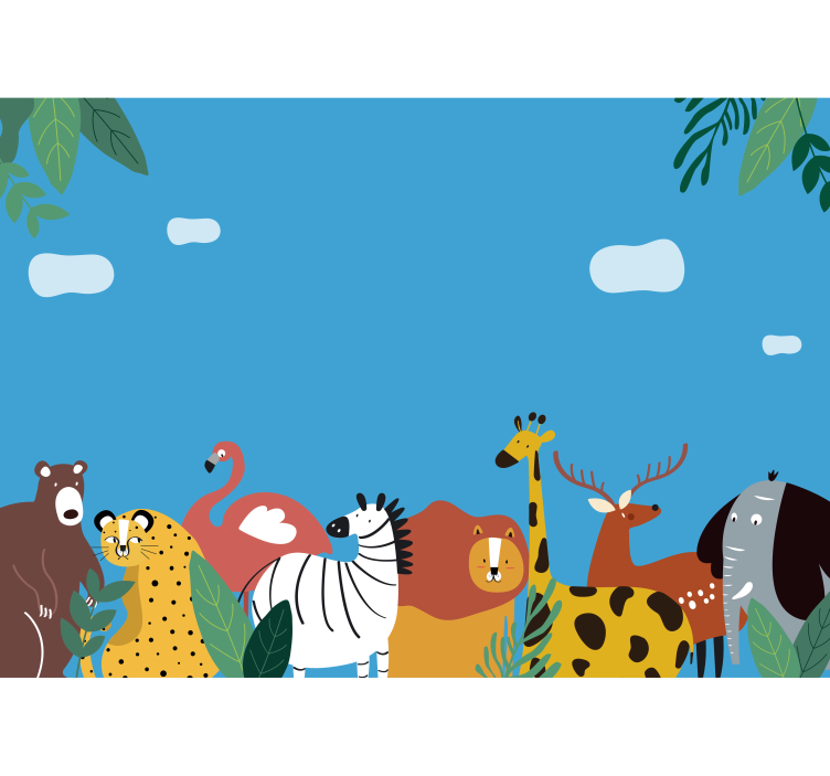 Animal wall mural colorful animal parade - TenStickers