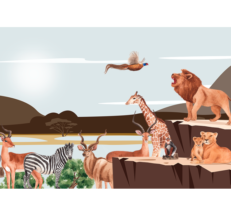 Majestic Wildlife Gathering animal wall mural - TenStickers
