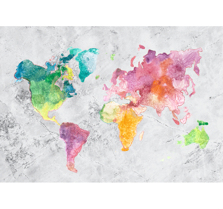 Stone look, colourful world map mural - TenStickers
