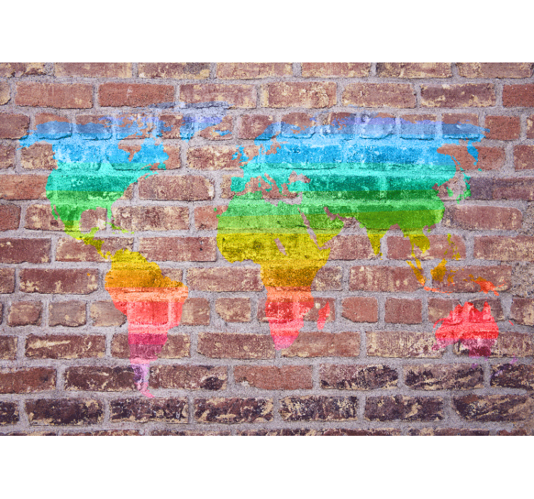 World map wall mural colorful geographical design - TenStickers