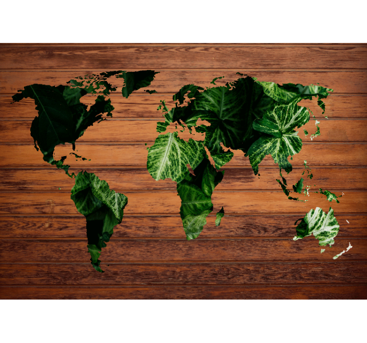 Global Map Foliage world map wall mural - TenStickers