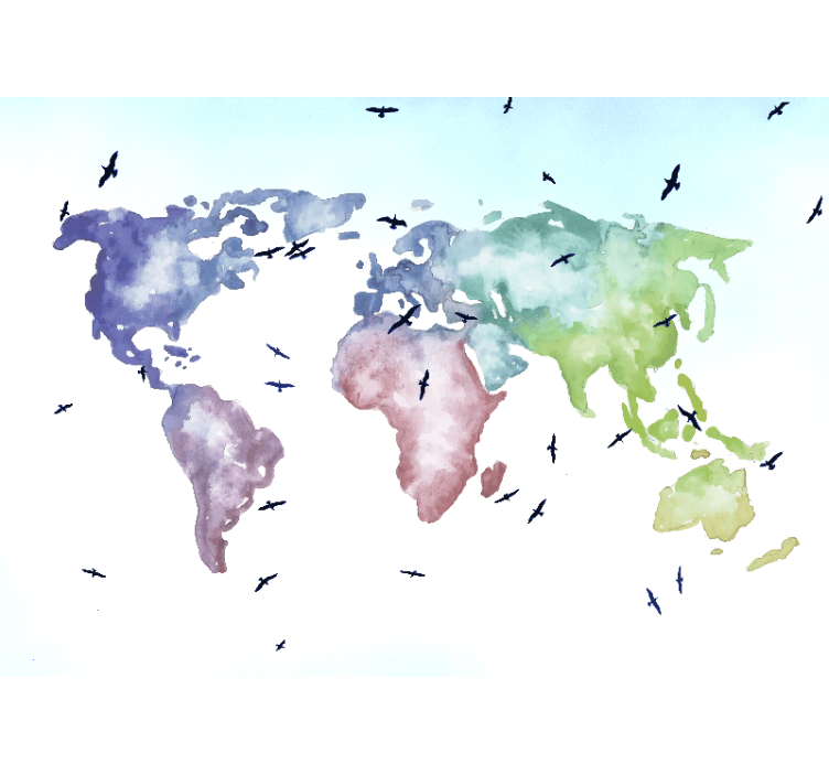 Colorful Worldwide Map world map wall mural - TenStickers