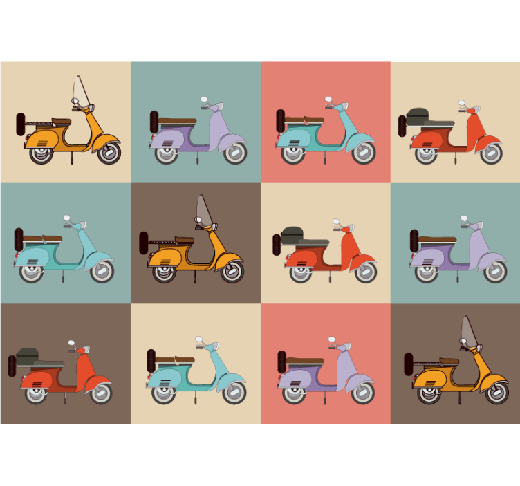 Retro scooter pattern vehicle wall mural - TenStickers