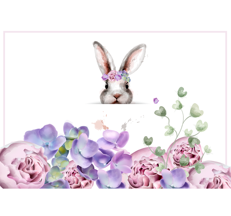 Bunny with flower crown wall mural - TenStickers