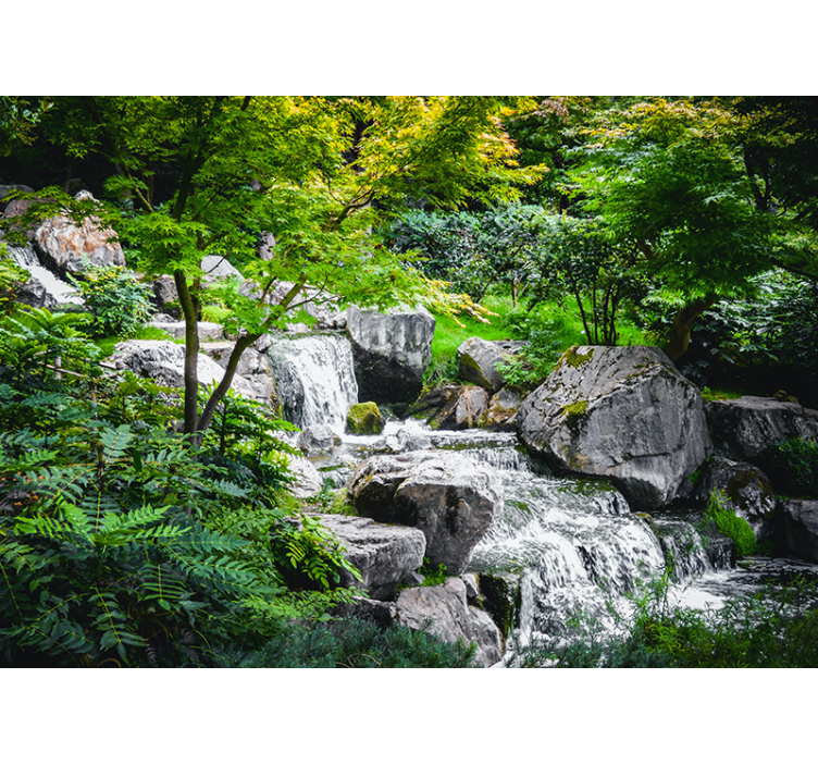 Nature wall mural flowing stream rocks - TenStickers