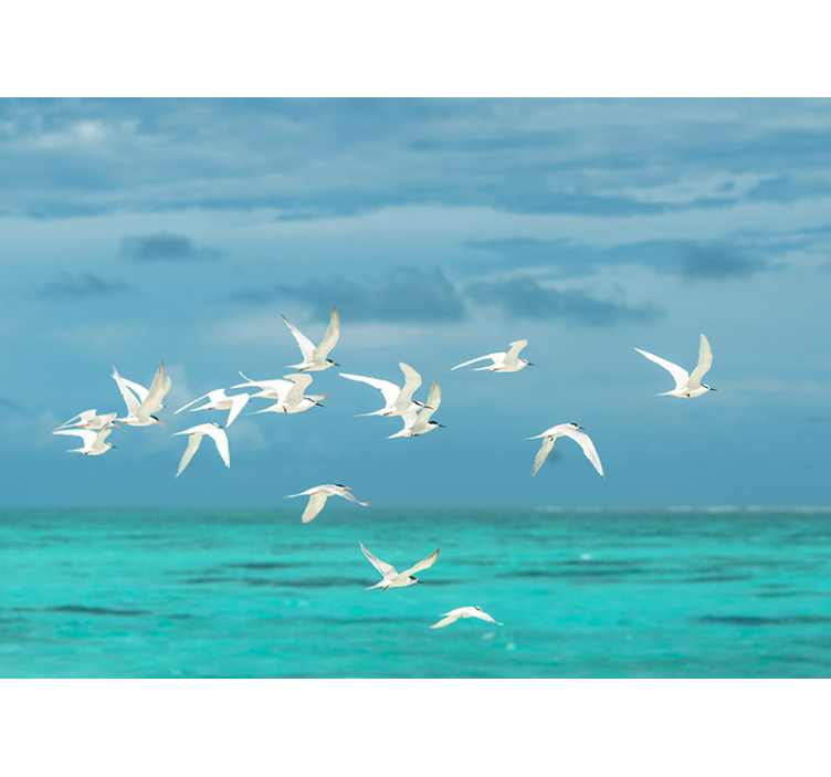 Nature wall mural flying birds landscape - TenStickers