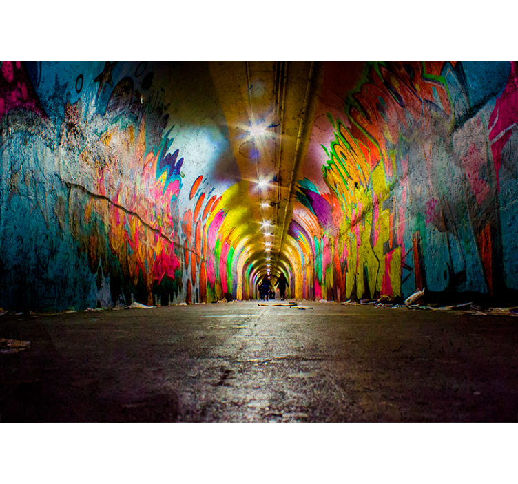 Urban wall mural vivid tunnel graffiti - TenStickers