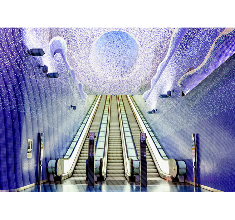 Escalator Entrance Artwork city wall mural - TenStickers