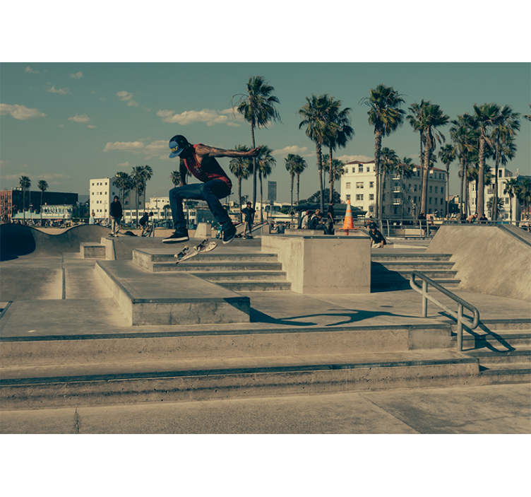 Urban wall mural skateboarder in action - TenStickers