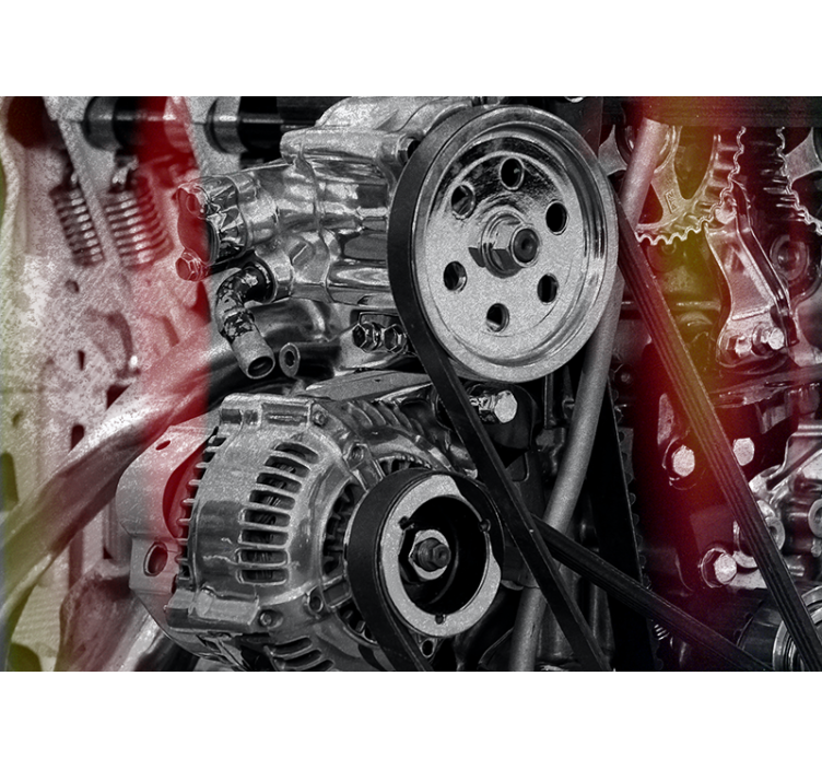 Vehicle wall mural engine parts close-up - TenStickers