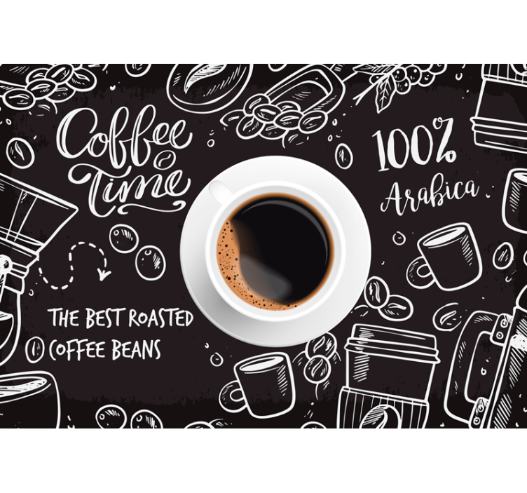Coffee time design quote wall mural - TenStickers