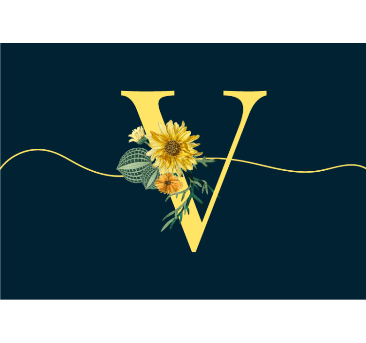 Sunflower Initial Elegance flower wall mural - TenStickers