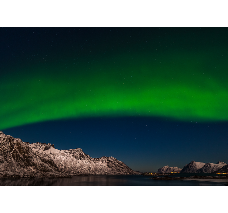Nature wall mural northern lights above mountains - TenStickers
