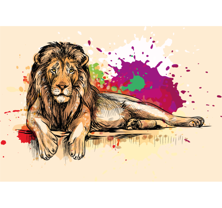 Lion wall mural regal lion image - TenStickers