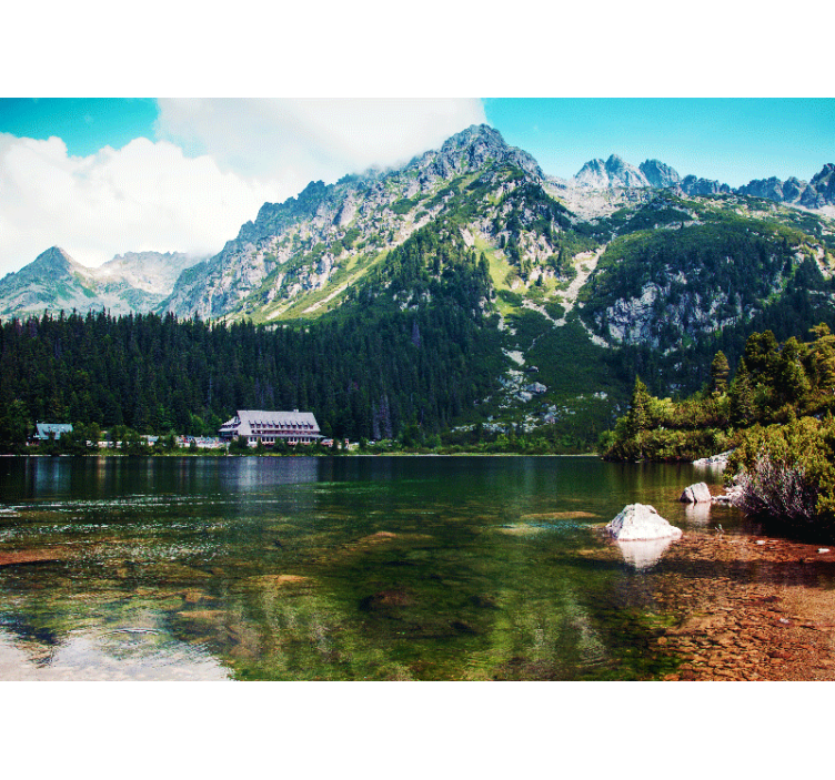 Landscape wall mural mountain lake view - TenStickers