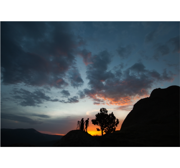 Landscape wall mural silhouette in sunset - TenStickers