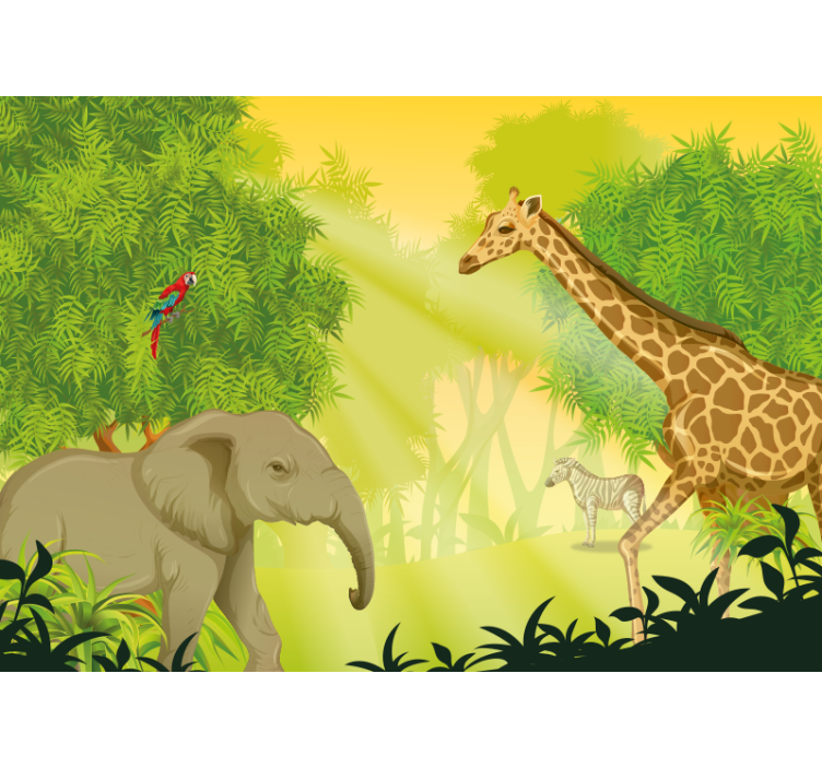 Animal wall mural savanna safari scene - TenStickers