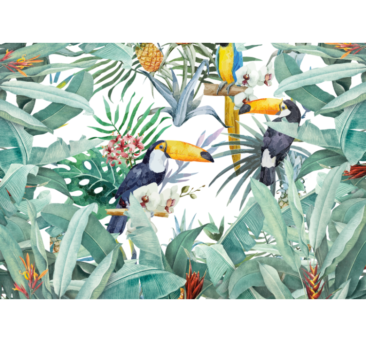 Animal wall mural toucans among foliage - TenStickers