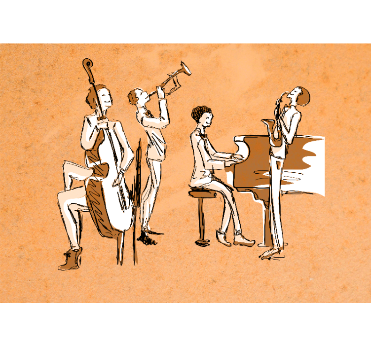 Vintage jazz play music notes wall mural - TenStickers
