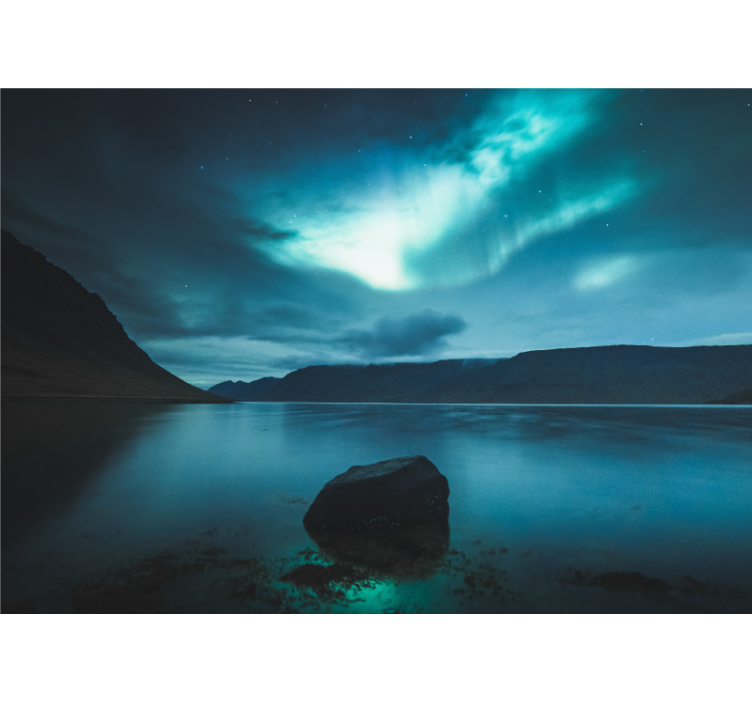 Landscape wall mural aurora above tranquil lake - TenStickers
