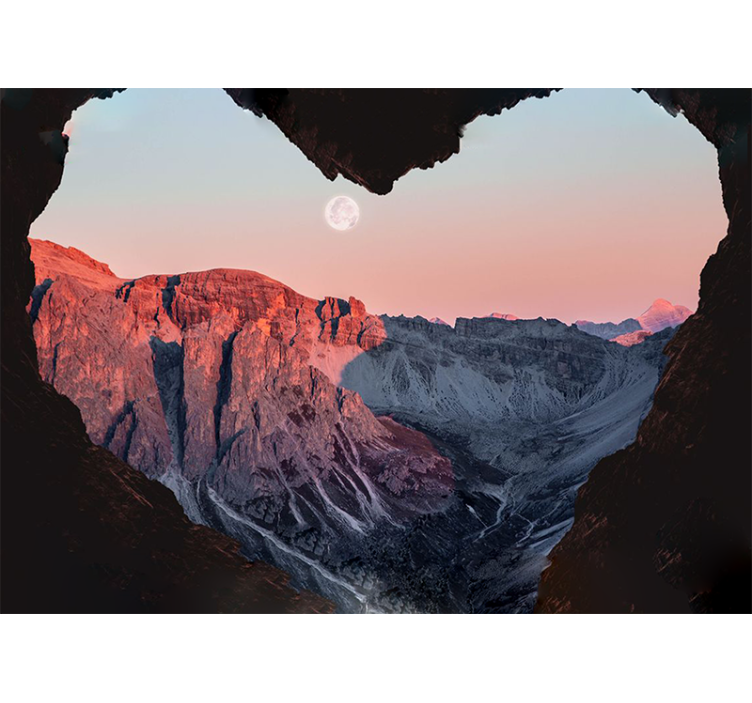 Nature wall mural heart-shaped mountain scene - TenStickers